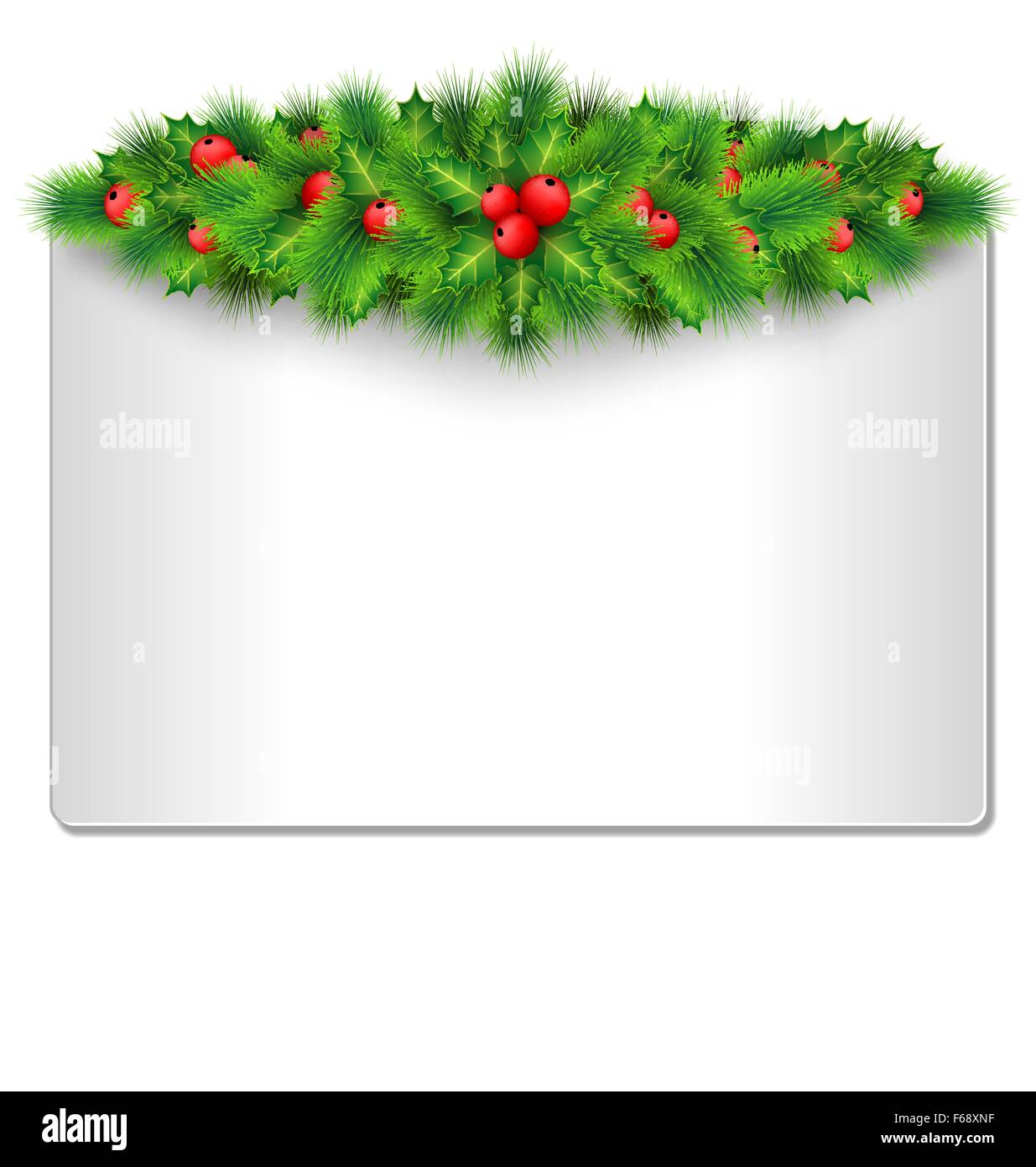 Frame with holly and pine isolated on white Stock Vector Image & Art ...