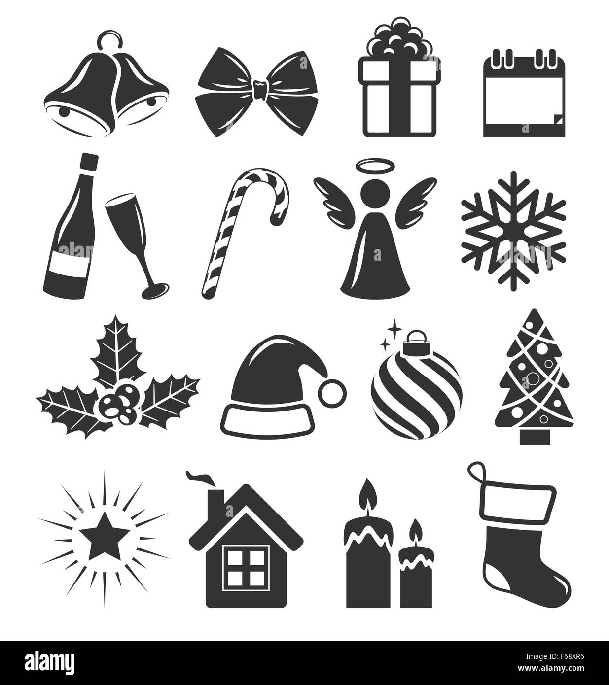 set of christmas holidays icons pictograms flat black isolated o stock image - Merry Christmas Black And White set of christmas holidays icons pictograms flat black isolated o stock image - Merry Christmas Black And White