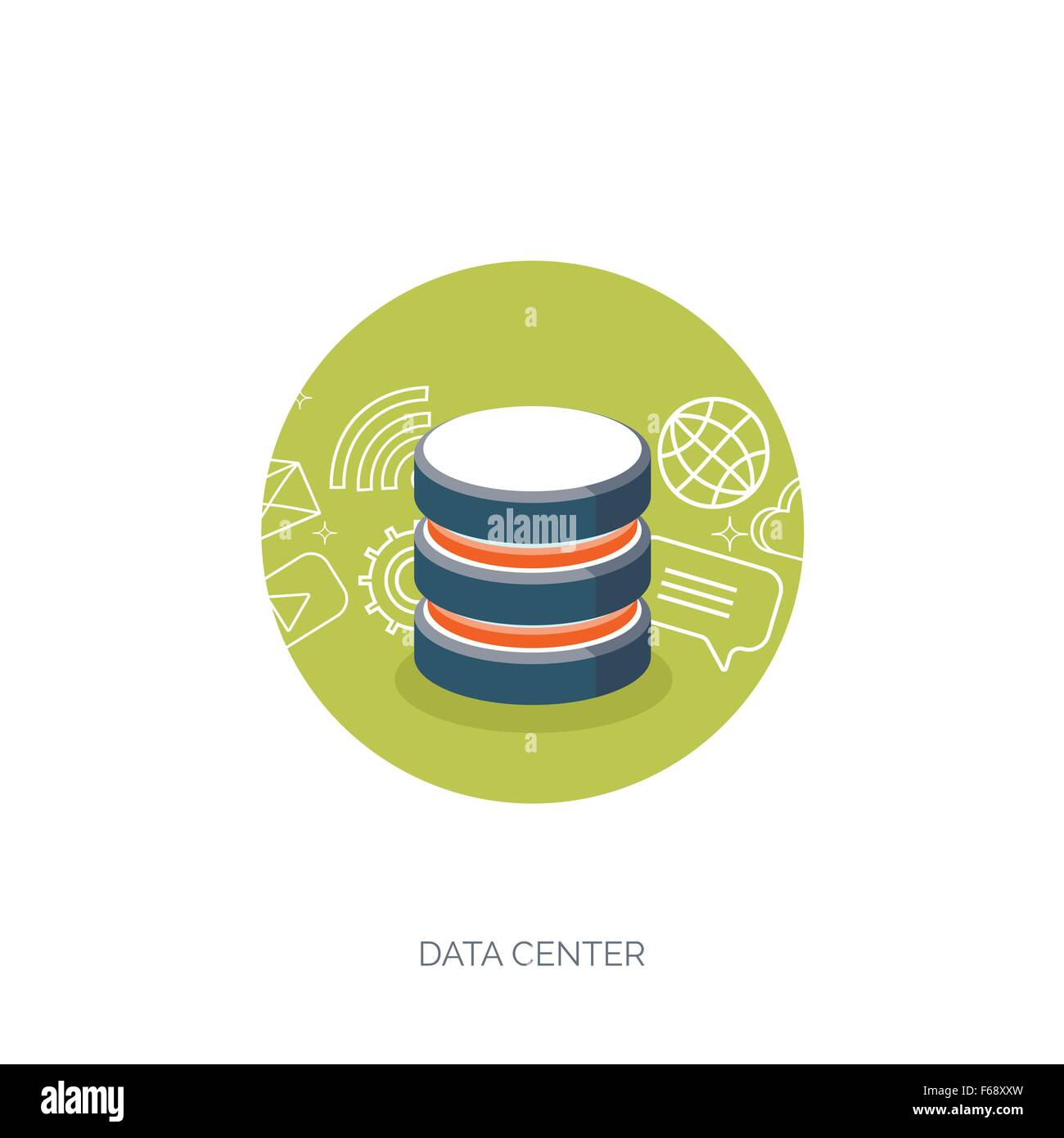Vector illustration. Flat cloud computing background. Data storage ...
