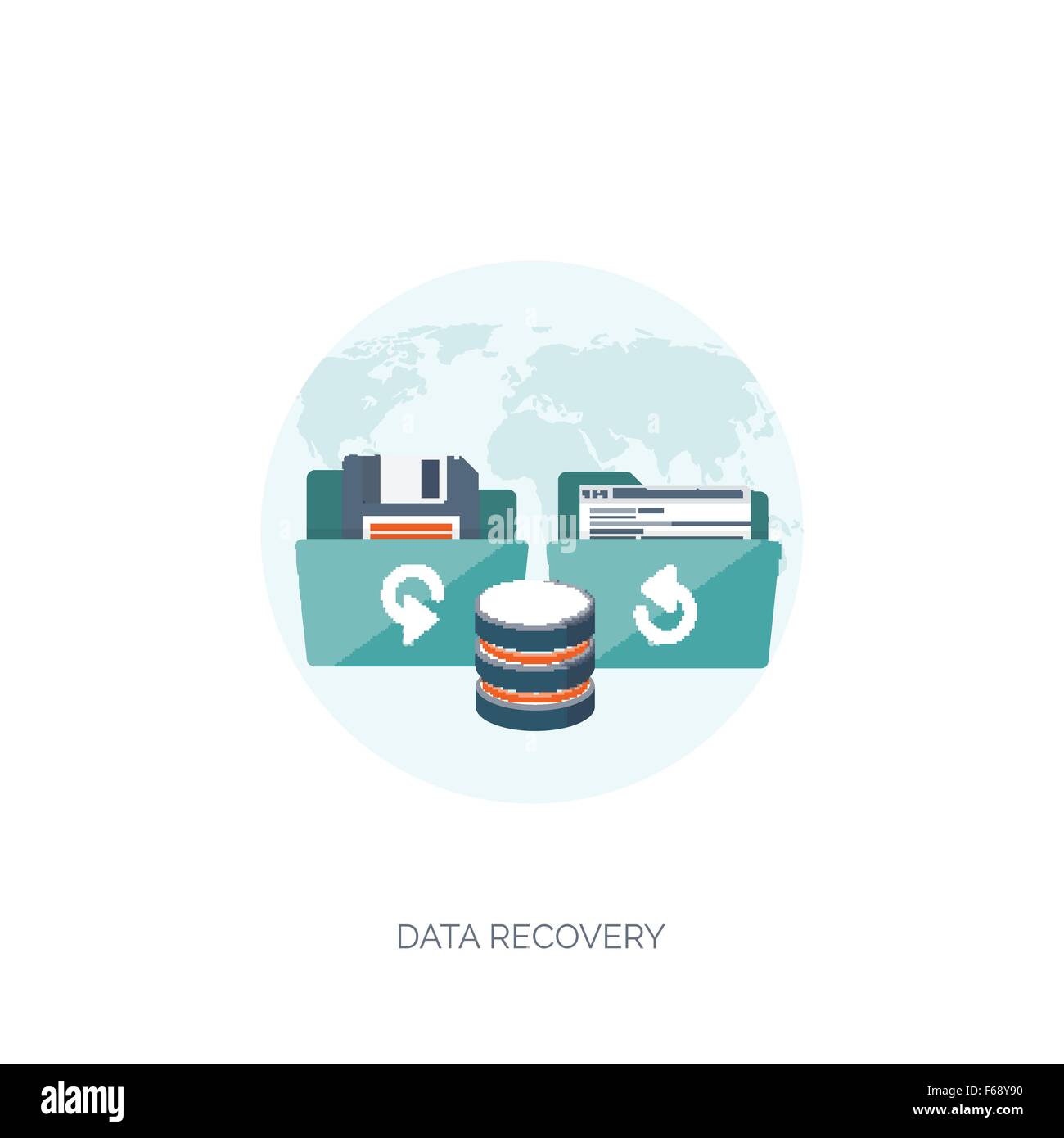 Vector illustration. Flat cloud computing background. Data storage ...