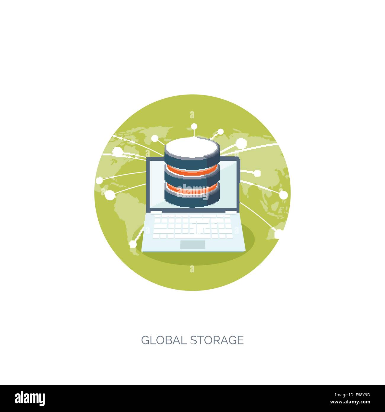 Vector illustration. Flat cloud computing background. Data storage ...