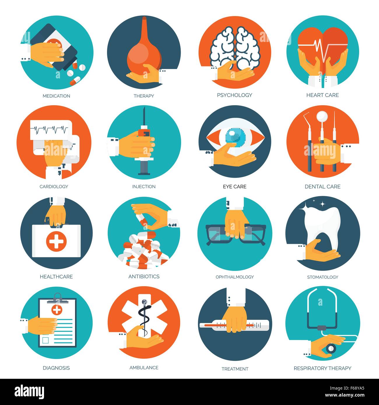 Vector illustration. Flat medical background. First aid , diagnostic ...