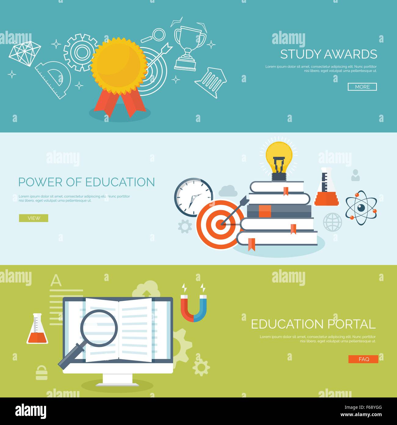 Vector illustration. Flat backgrounds set. Distance education ,learning ...