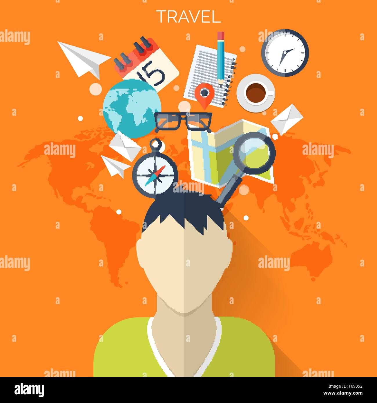 World travel concept background. Flat icons Stock Vector Image & Art ...