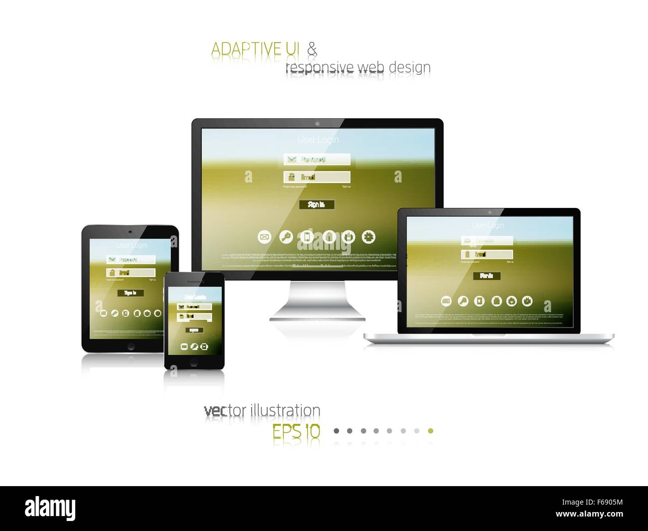 Responsive web design. Adaptive user interface. Digital devises. Laptop ...