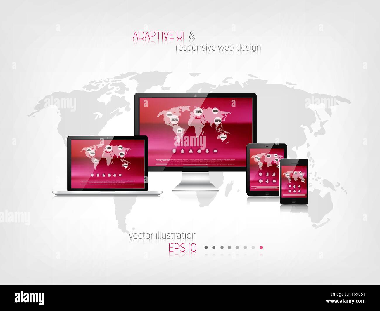 Responsive web design. Adaptive user interface. Digital devises. Laptop ...