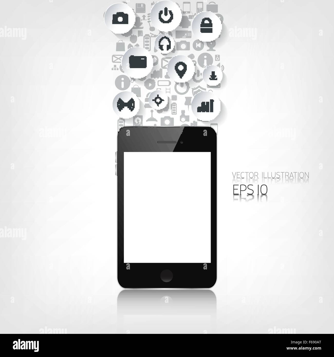 Realistic detalized flat smartphone with application icons Stock Vector ...