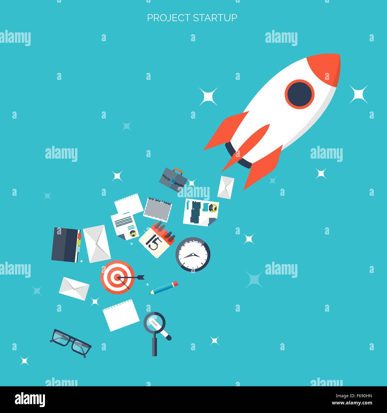 Flat rocket icon. Startup concept. Project development Stock Vector ...