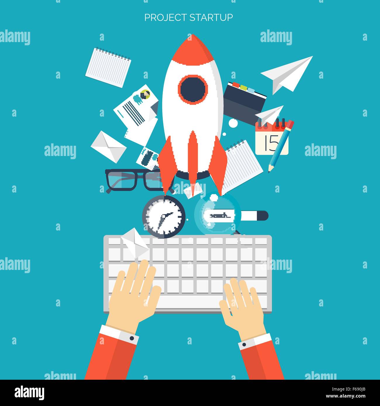 Flat rocket icon. Startup concept. Project development Stock Vector ...