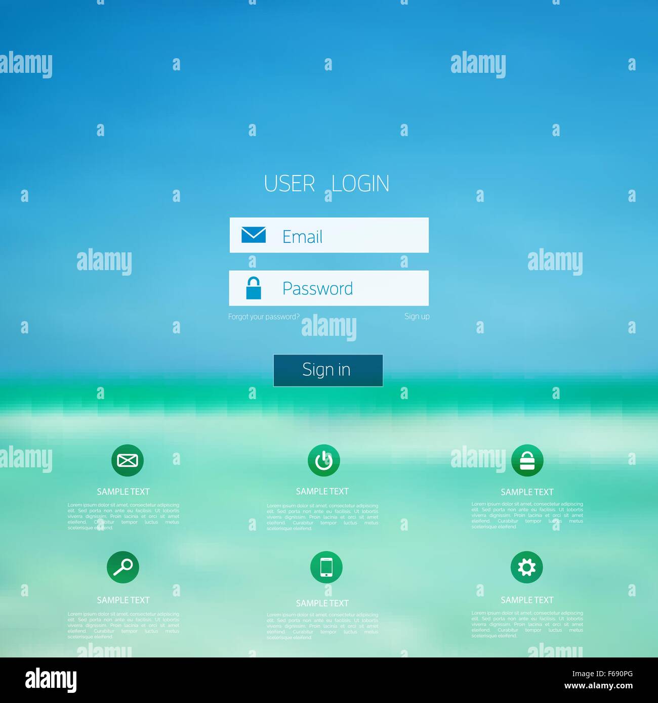 Login Form Page With Blurred Background Web Site Template Ui