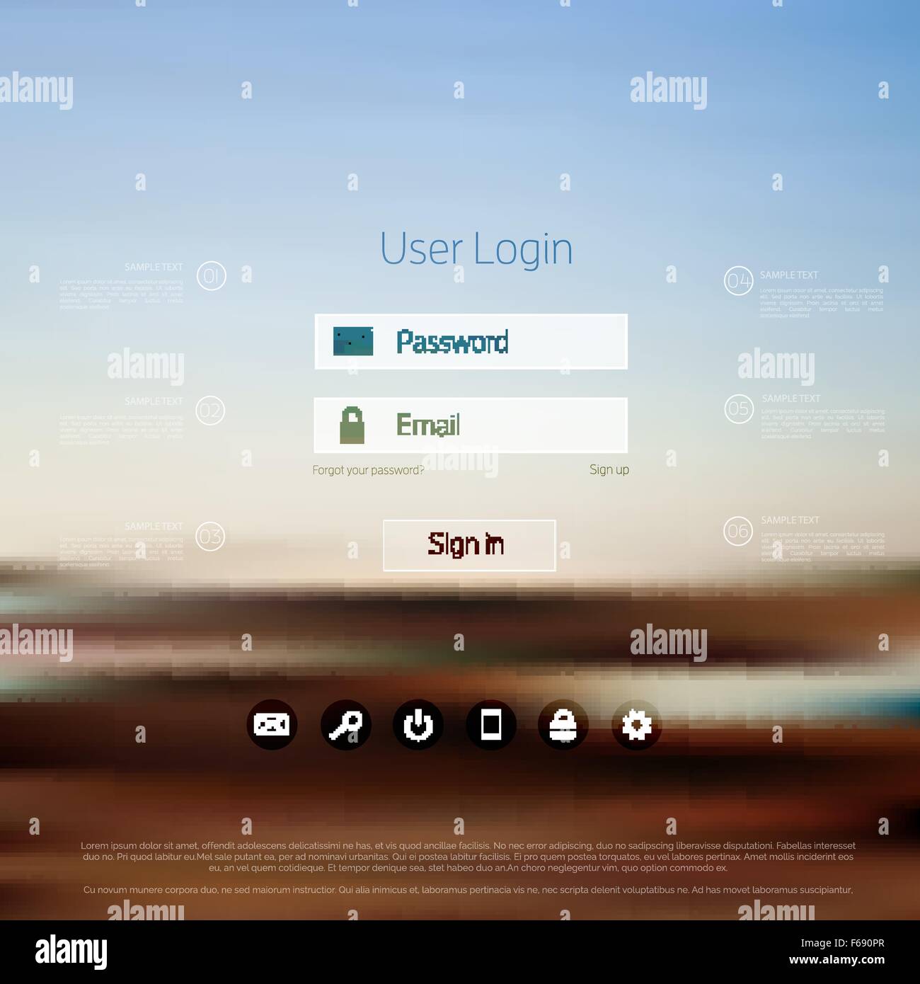 Login form page. with blurred background. Web site template, ui element  Stock Vector Image & Art - Alamy