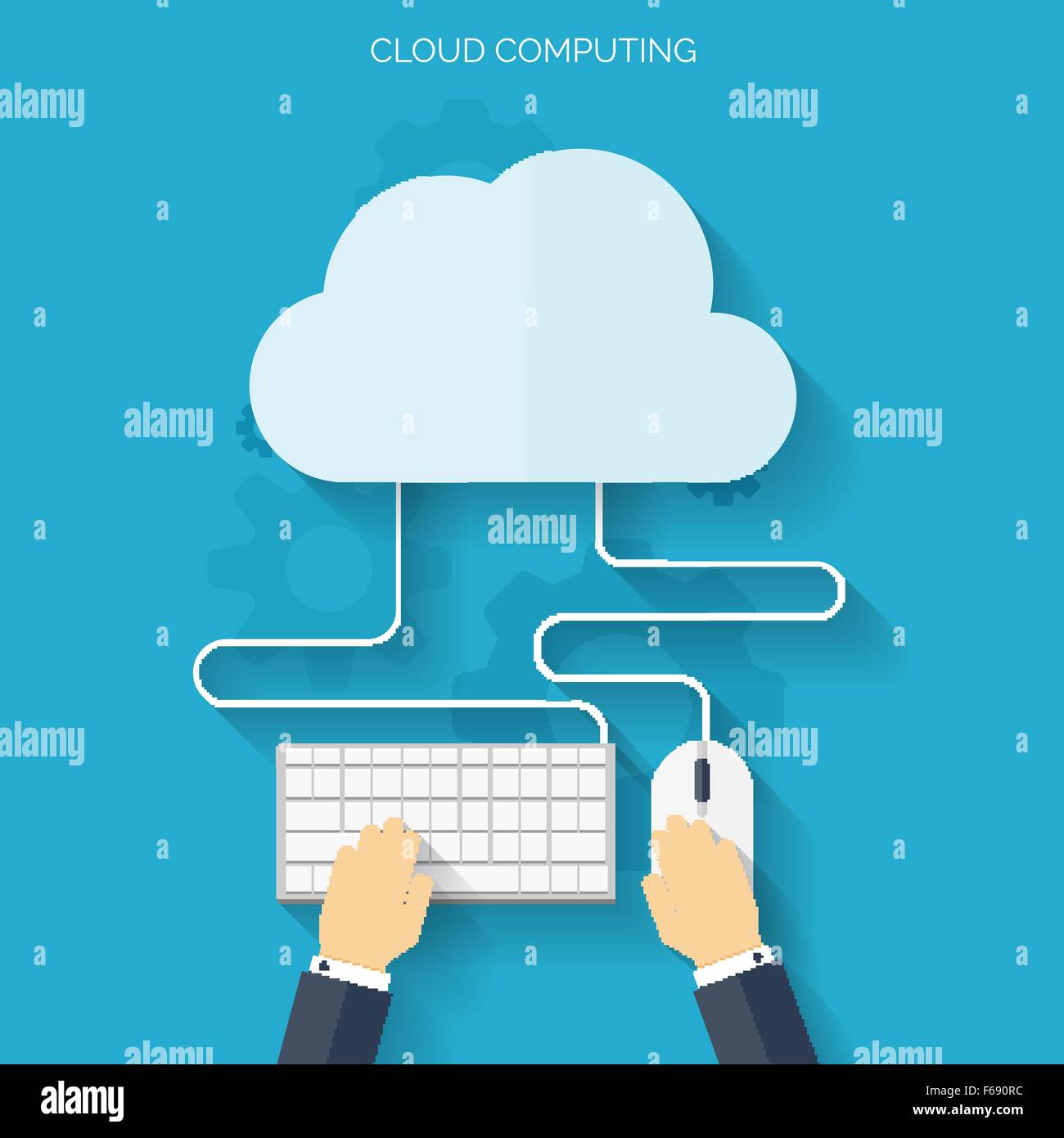 Flat cloud computing and social media background. Data storage network ...