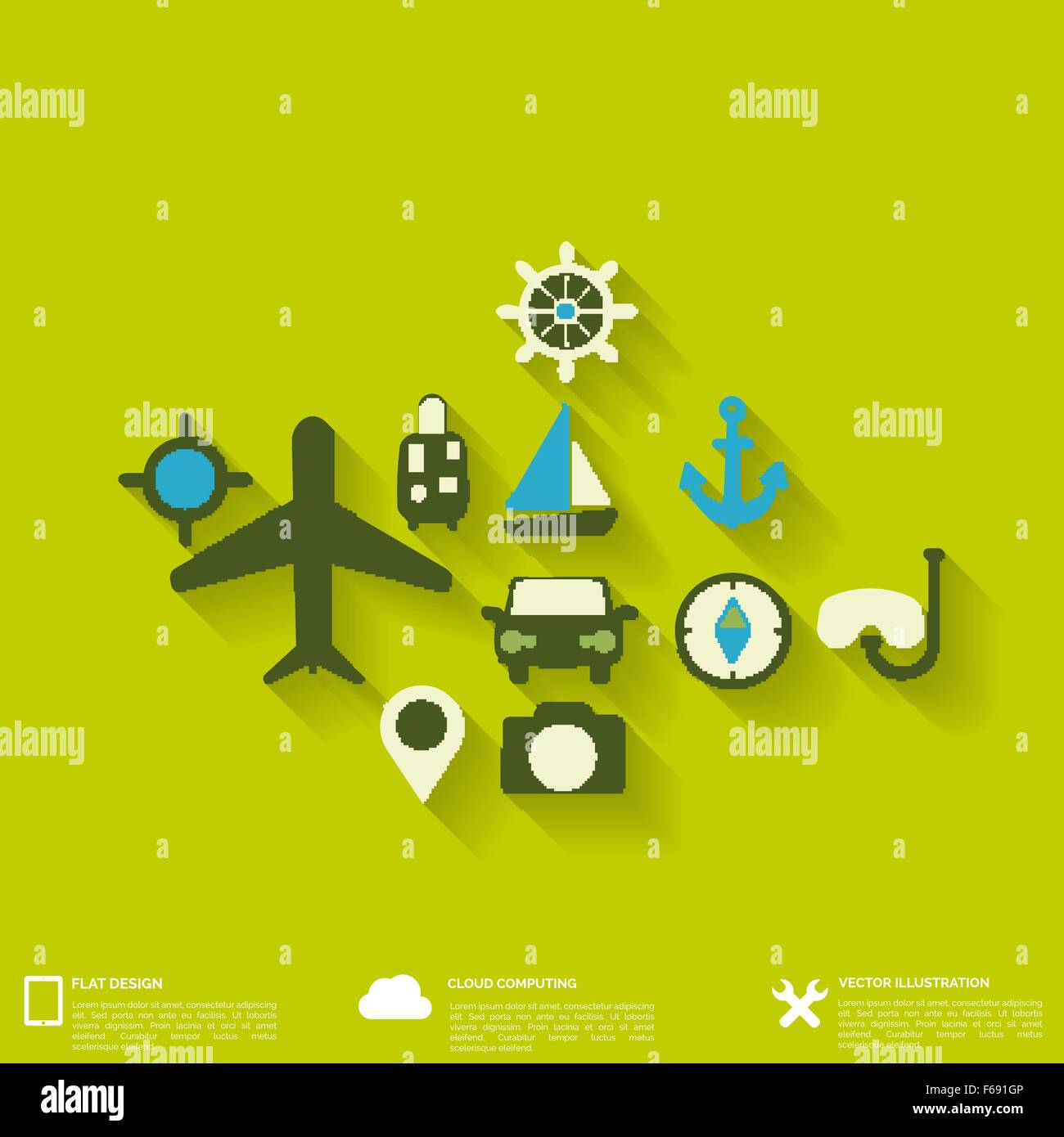 Abstract travel background with flat web icons Stock Vector Image & Art ...