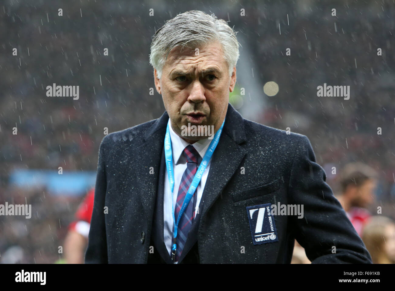 Old Trafford, Manchester, UK. 14th Nov, 2015. Unicef Match for Children. GB and NI XI versus Rest of the World XI. Rest of the Word Manager Carlo Ancellotti Credit:  Action Plus Sports/Alamy Live News Stock Photo