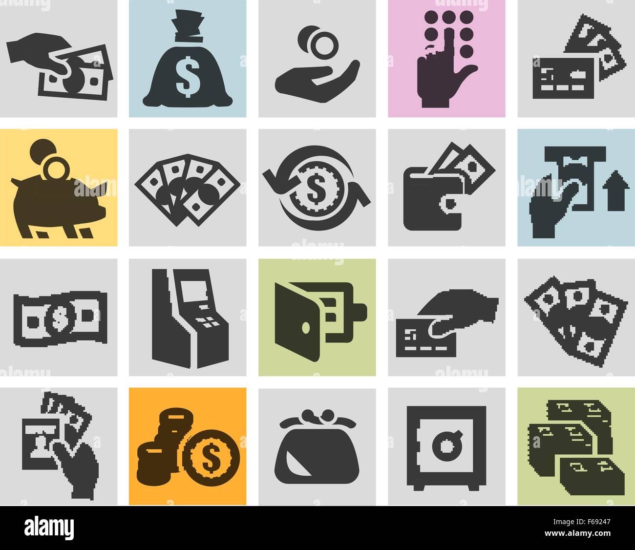 money set black icons. signs and symbols Stock Vector