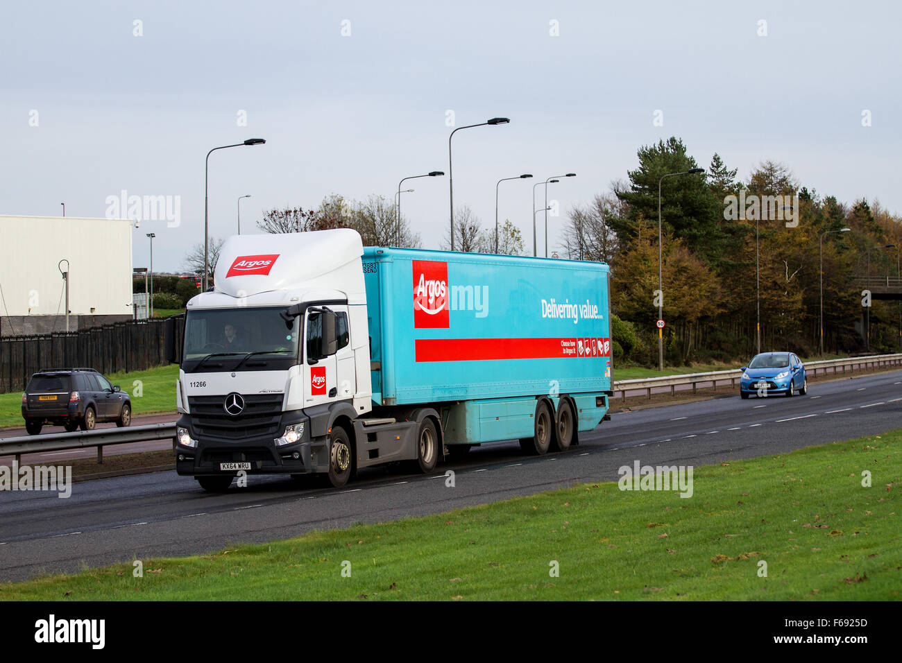 ARGOS articulated lorry traveling along the Kingsway Dual Carriageway in Dundee, UK Stock Photo