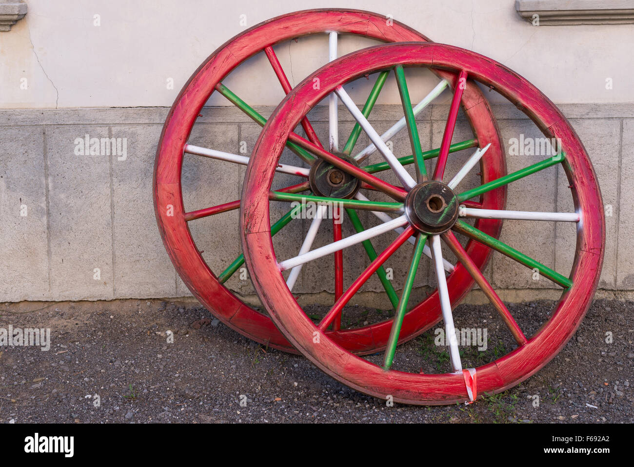 Horse Cart red wheels Stock Photo