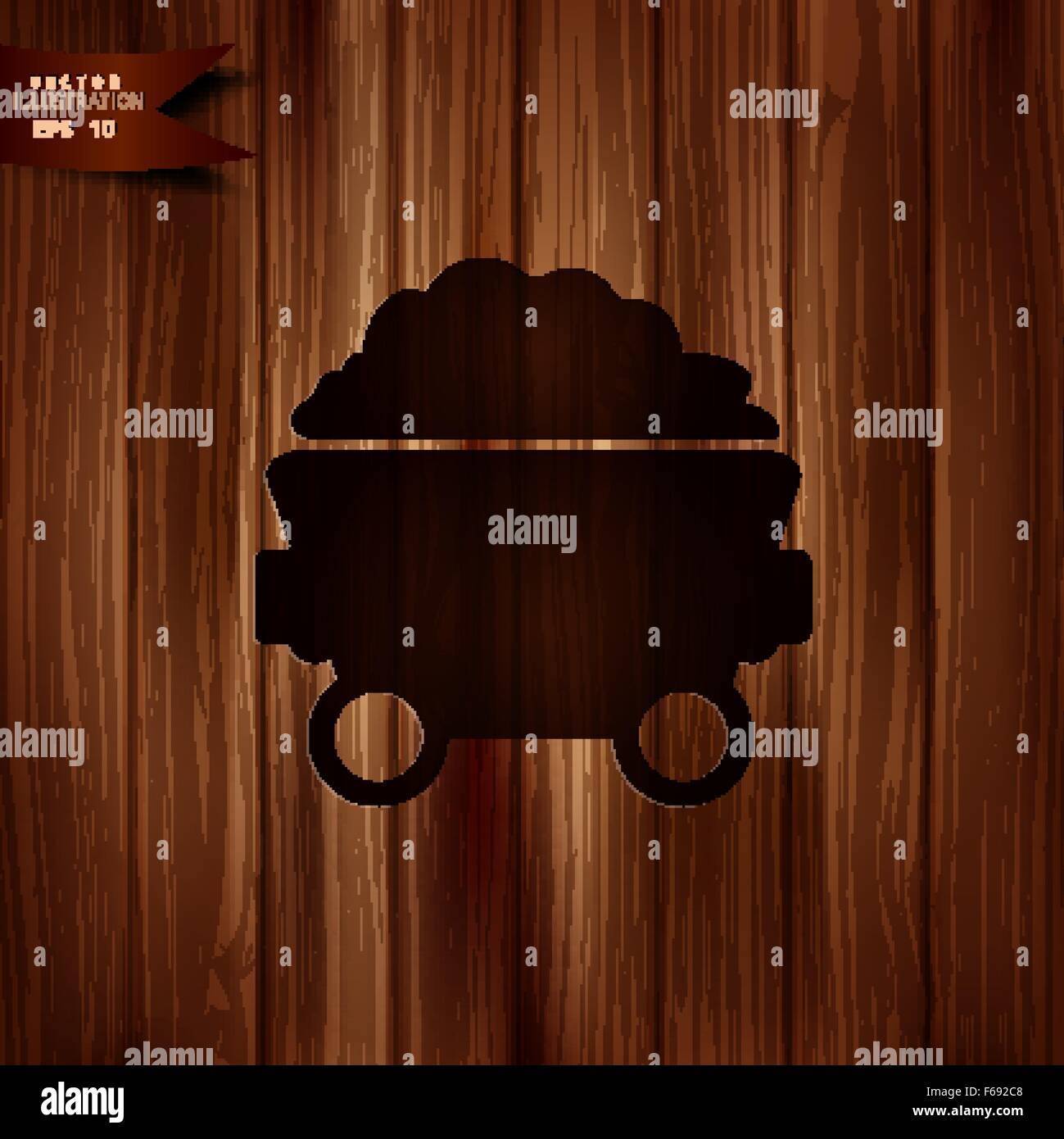 Mining coal cart icon.Wooden background Stock Vector Image & Art - Alamy