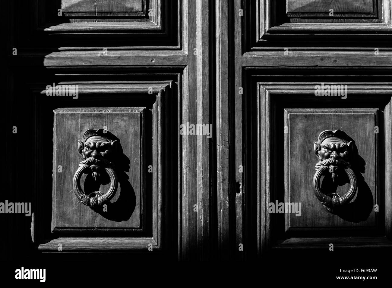 Black and white door knock Stock Photo
