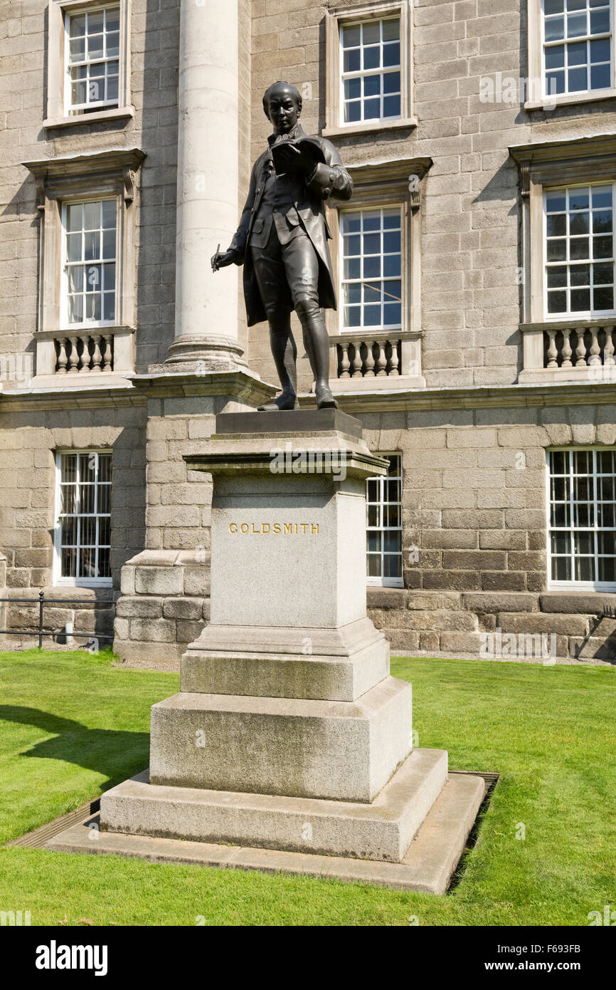 Oliver Goldsmith statue at Trinity College Dublin, Ireland Stock Photo