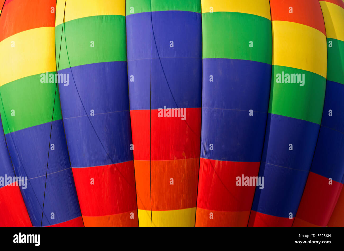 Close up of multi-colored balloon, red, orange, yellow, blue, and green. Stock Photo