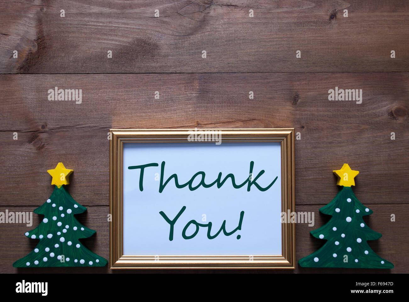 Picture Frame With Christmas Tree And Text Thank You Stock Photo Alamy