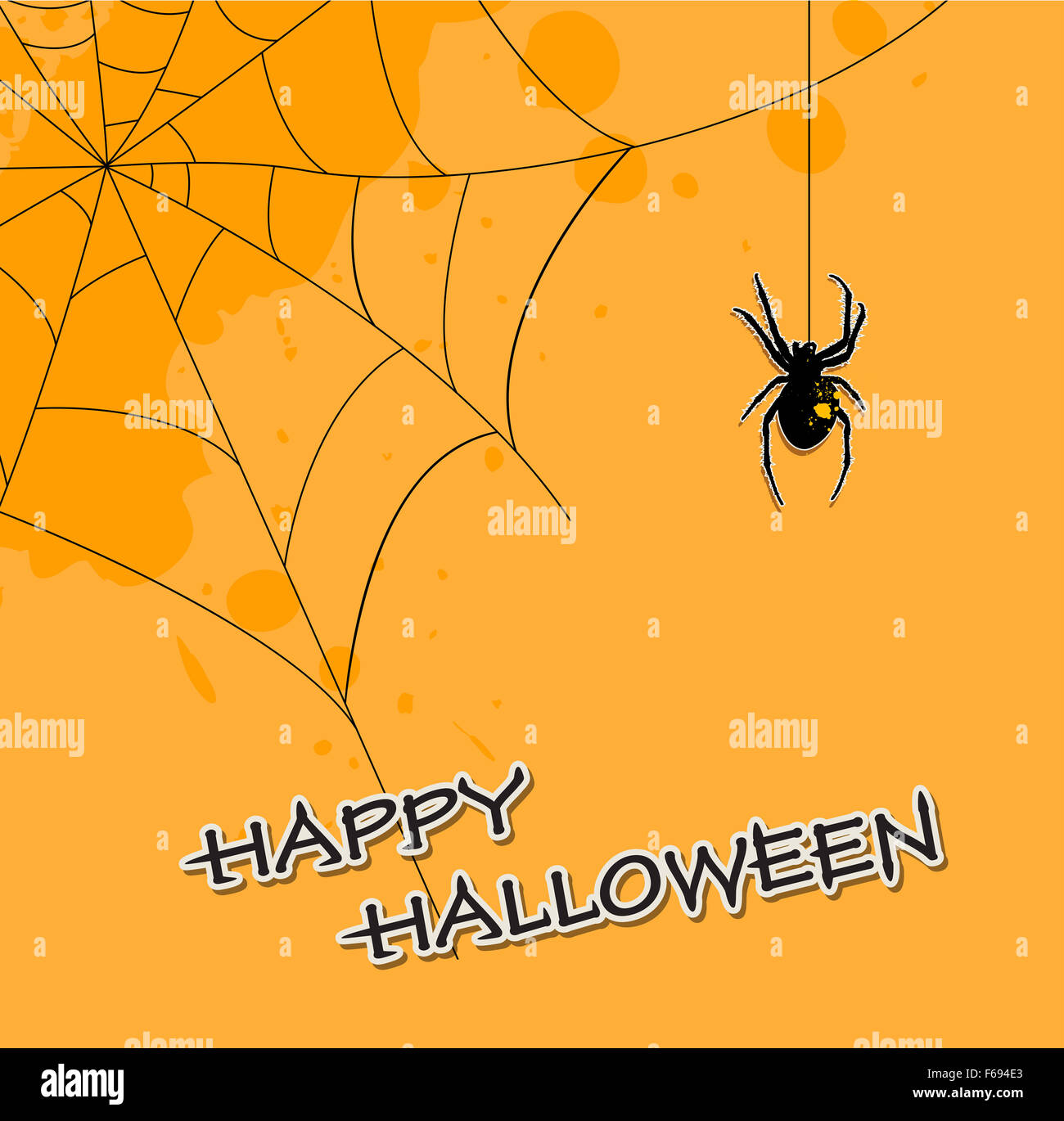 Orange Halloween background with spider Stock Photo - Alamy
