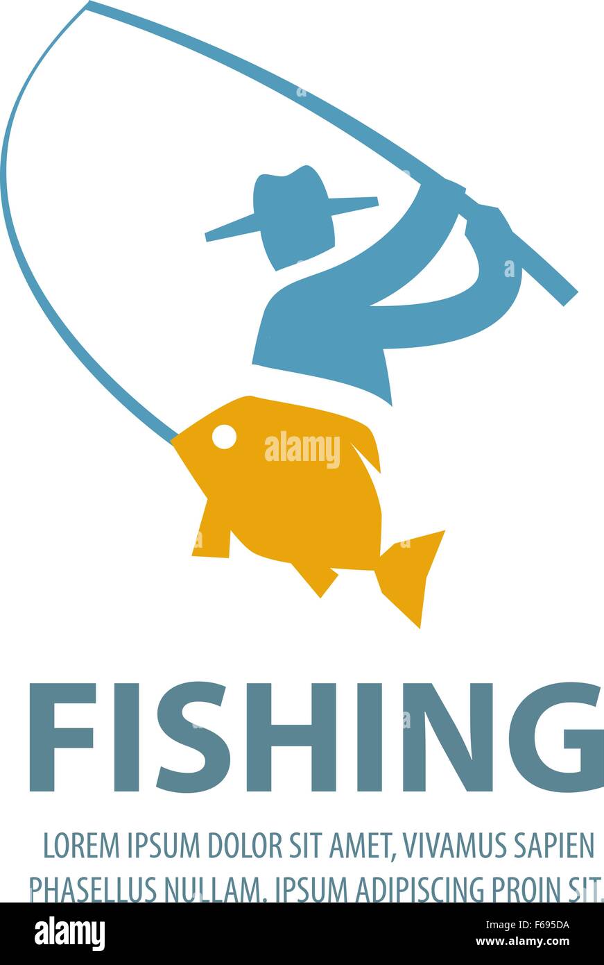 fishing vector logo design template. fisherman, fisher, fish or angling, sport icons Stock Vector
