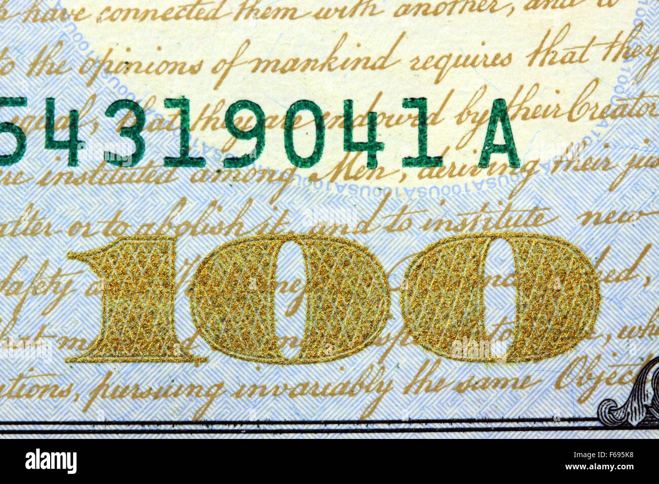 US Currency One Hundred Dollar Bill Stock Photo - Alamy