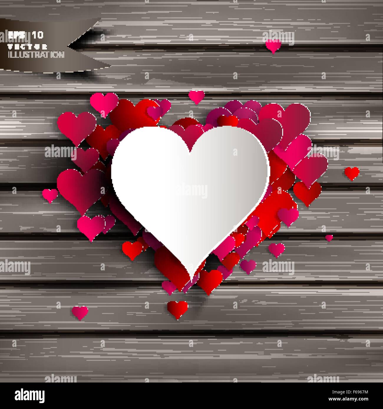 Abstract heart on wooden background. Abstract vector illustration with ...