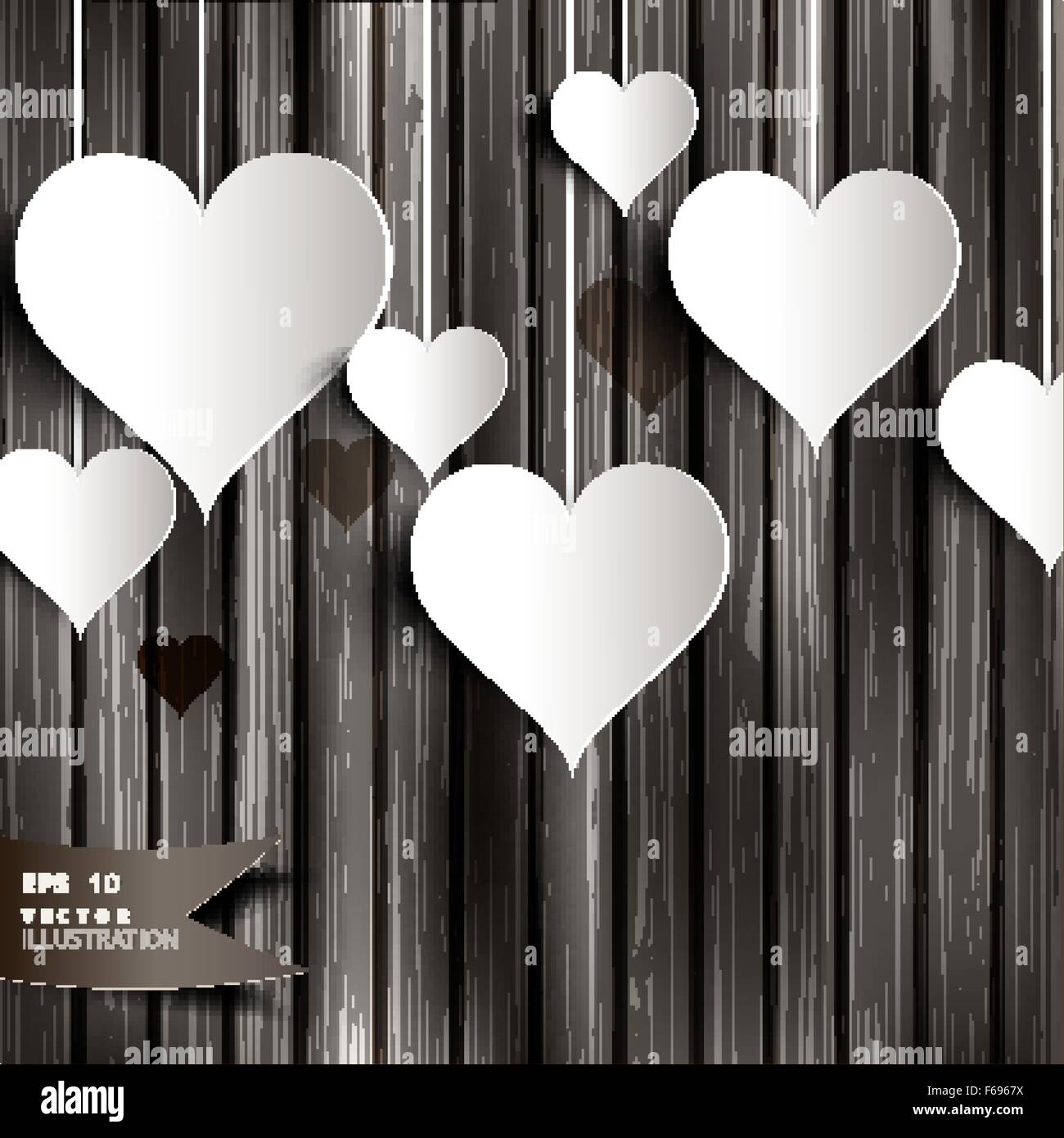Abstract heart on wooden background. Abstract vector illustration with ...