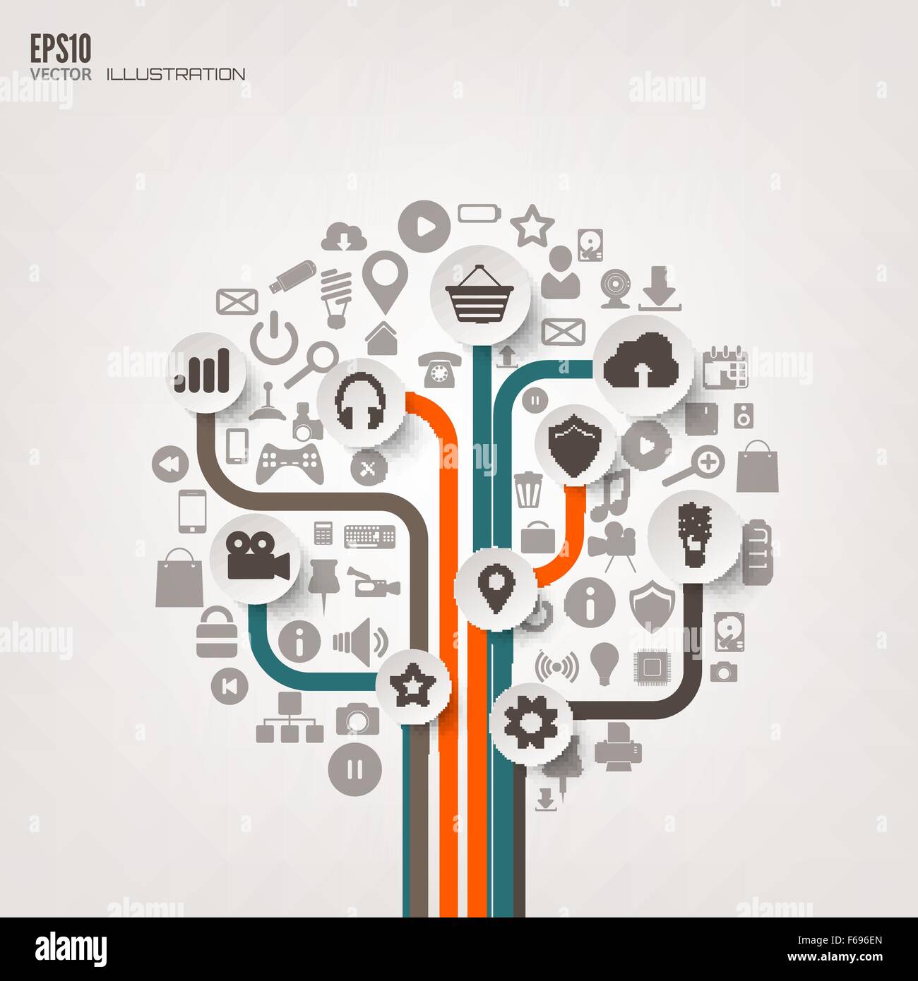 Icon tree. Flat abstract background with web icons. Interface symbols ...