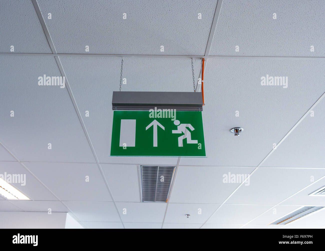 Green Exit sign Stock Photo - Alamy