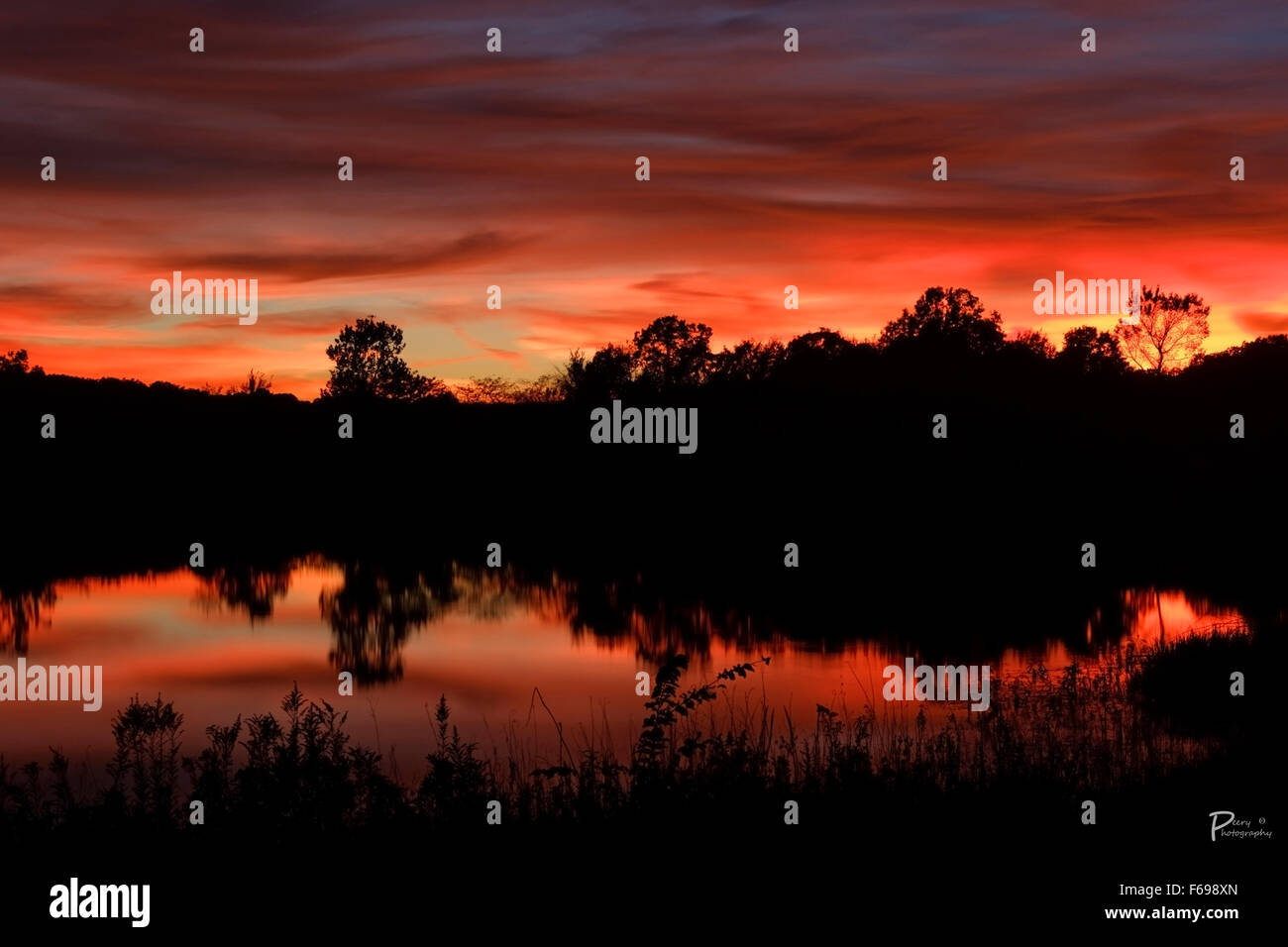 Sunset over Towell Lake Stock Photo