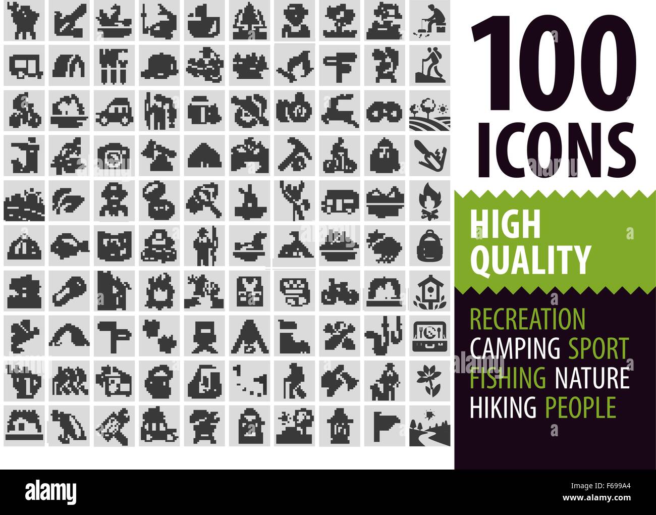 hiking set black icons. signs and symbols Stock Vector Art