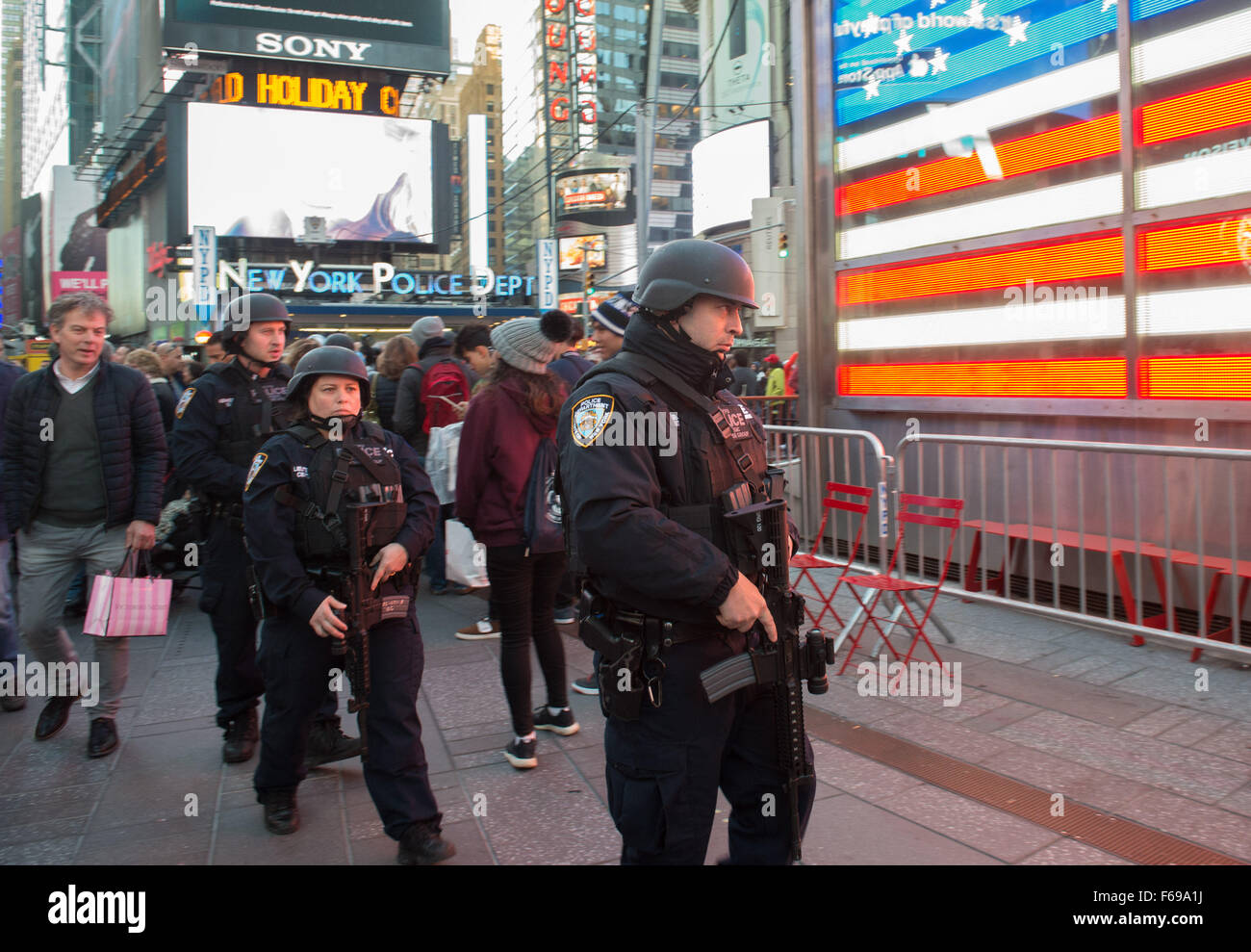 New York, NY, USA. 14th Nov, 2015. The NYPD on patrol in Times Square ...