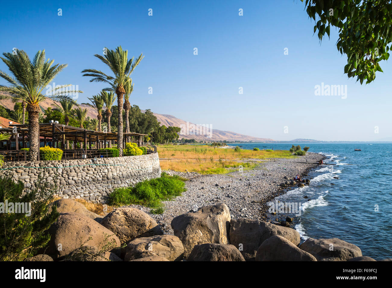 The boat dock at En Gev, Sea of Galilee, Israel, Middle East Stock