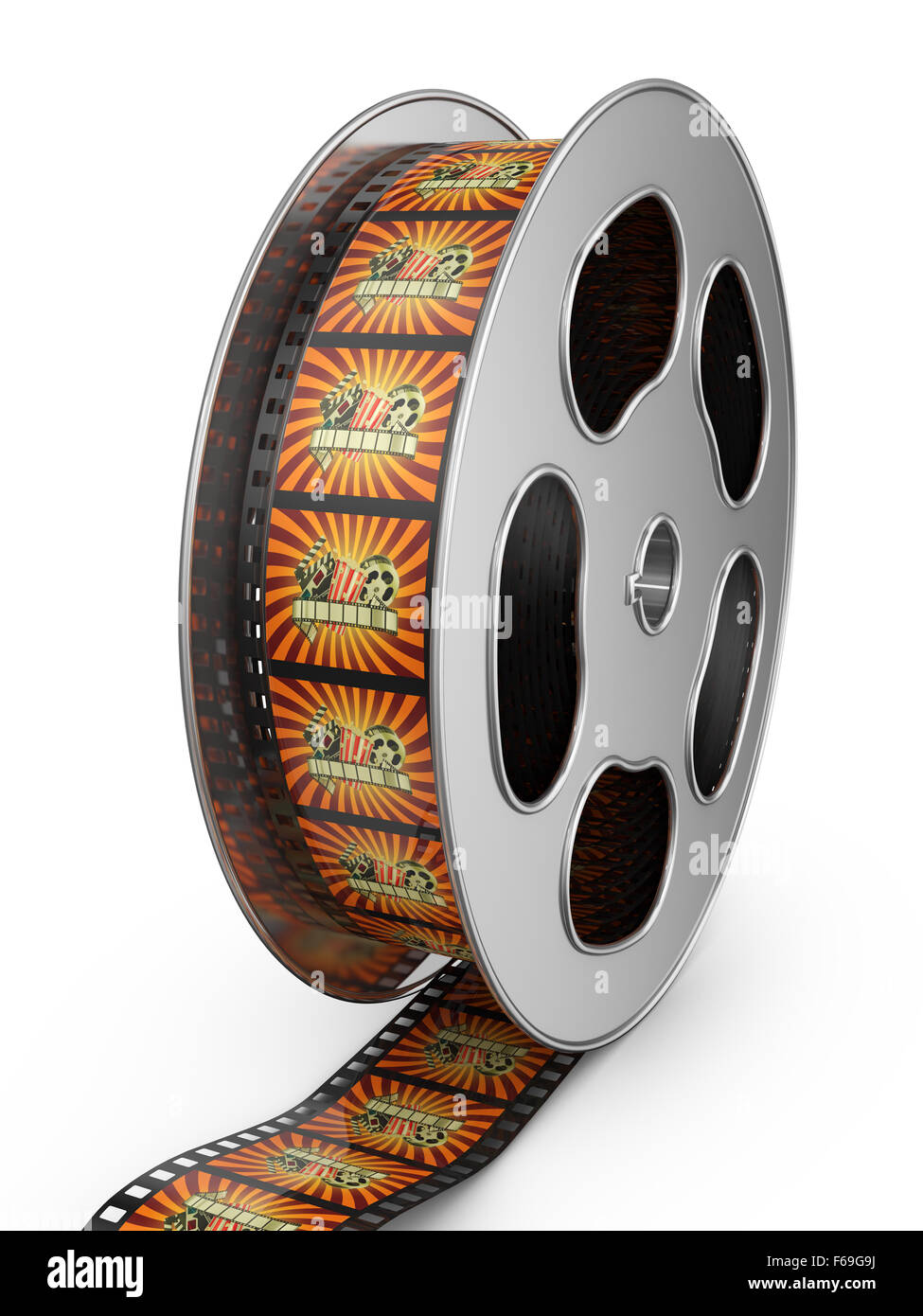 reel of film with color pictures on a white background Stock Photo