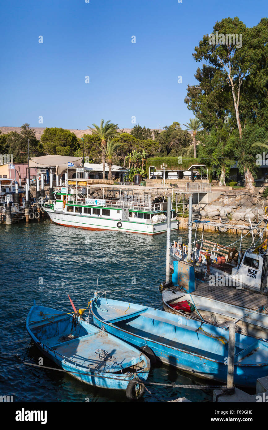 The boat dock at En Gev, Sea of Galilee, Israel, Middle East Stock
