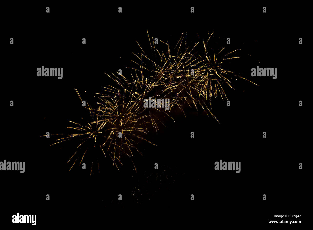 Beautiful fireworks in the night sky, motion blur, for abstract background Stock Photo