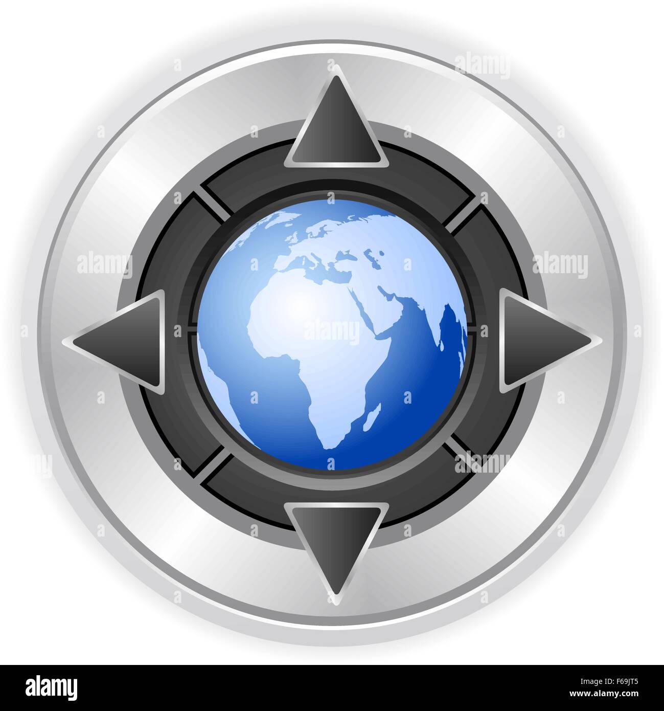 Modern multimedia button with globe. Vector illustration Stock Vector ...