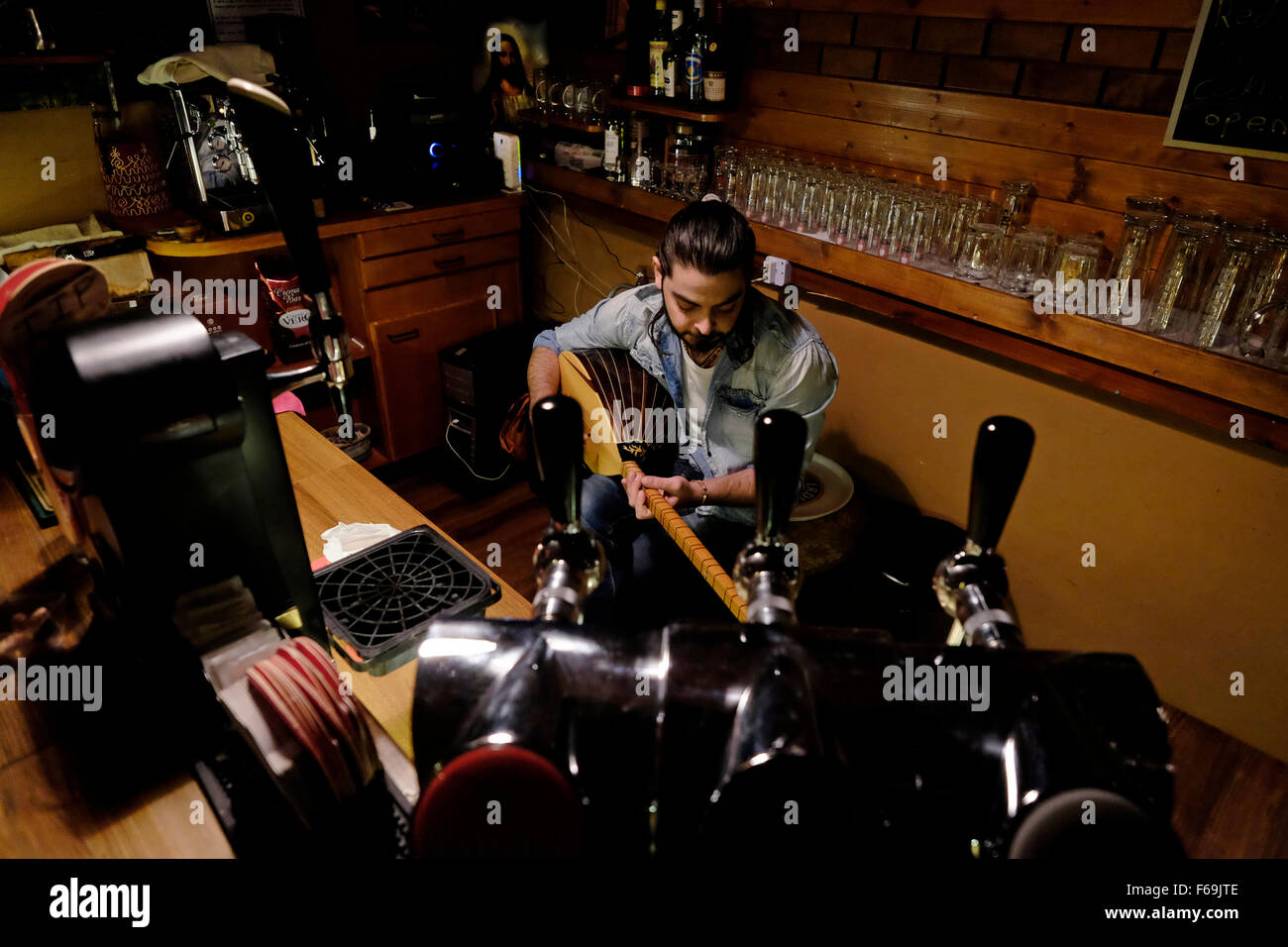 Israeli Stringed Instrument Alias Shahin the Christian Arab-Israeli owner of Shahin Music bar ...