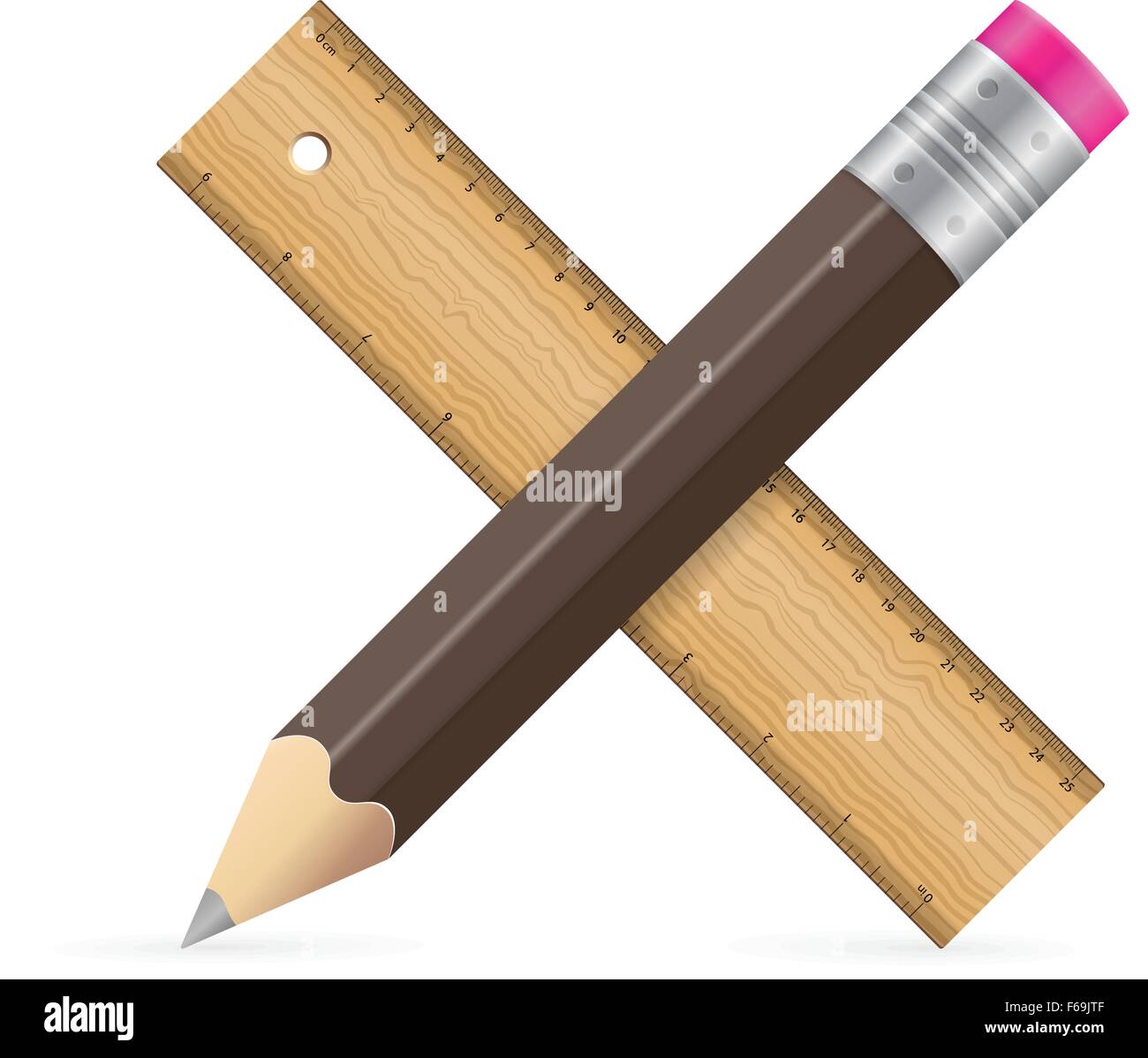 Pencil and ruler icon on a white background. Stock Vector