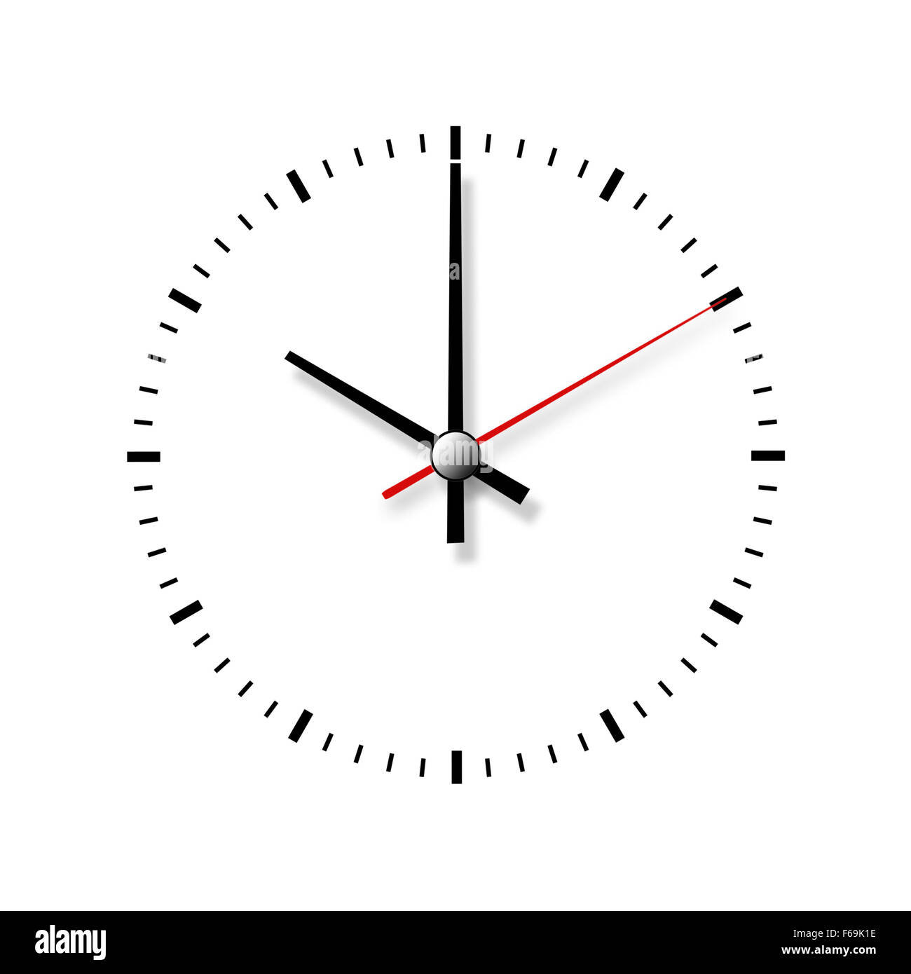 Clock without numbers isolated on white background. Closeup Stock Photo