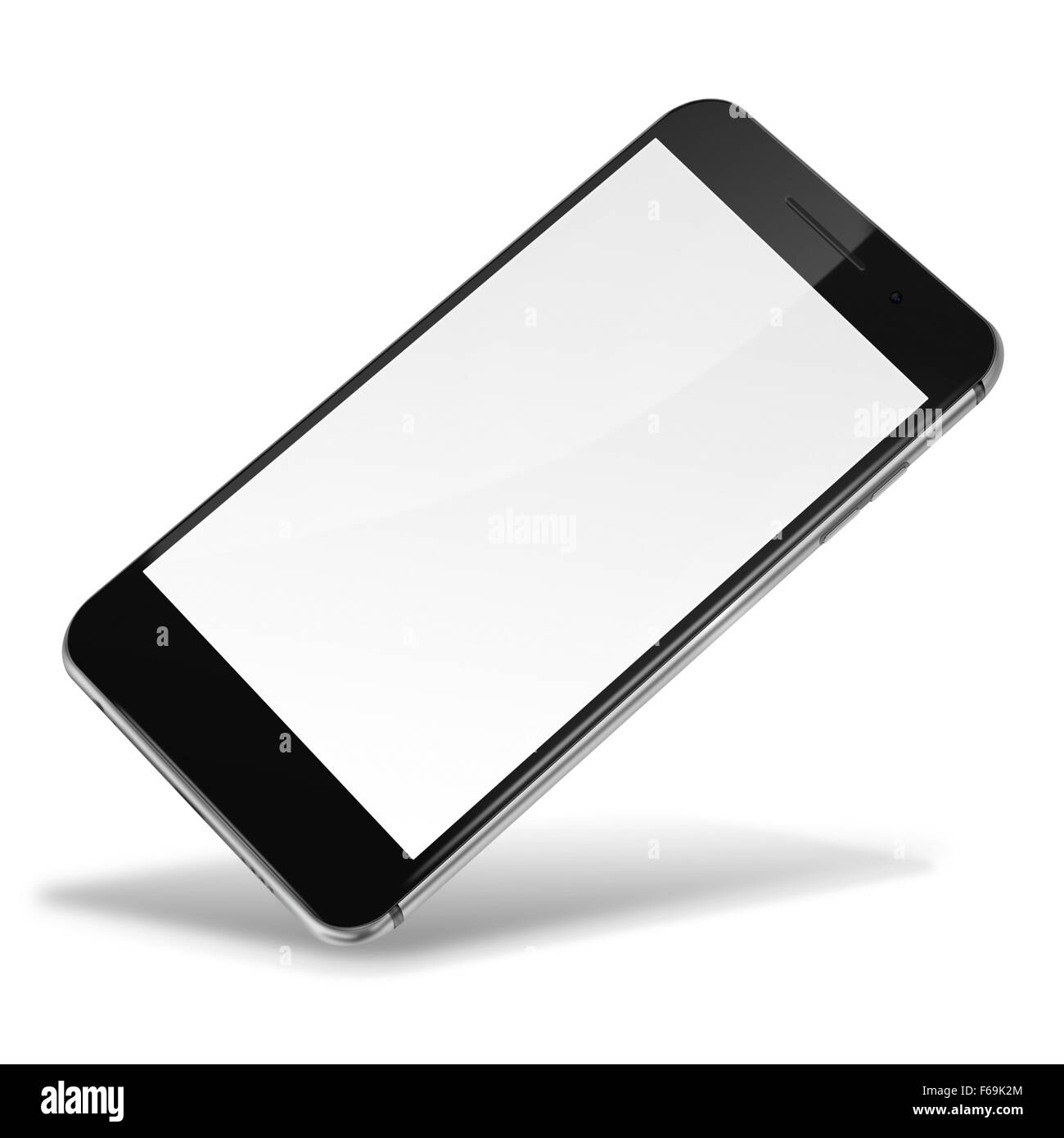 Mobile smart phone with blank screen isolated on white background ...