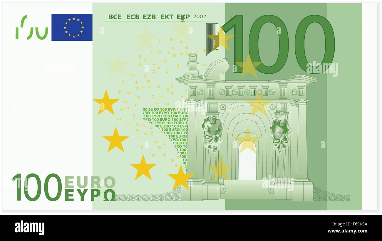 One hundred euro banknote on a white background Stock Vector Image ...