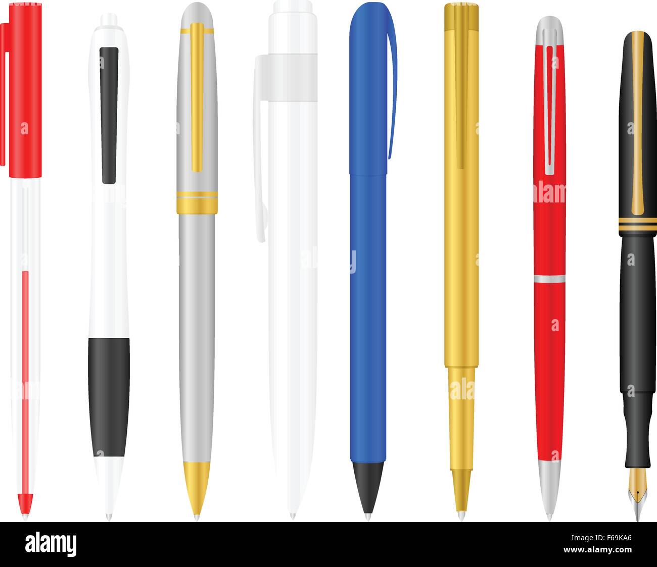 Ballpoints set on a white background. Vector illustration Stock Vector ...