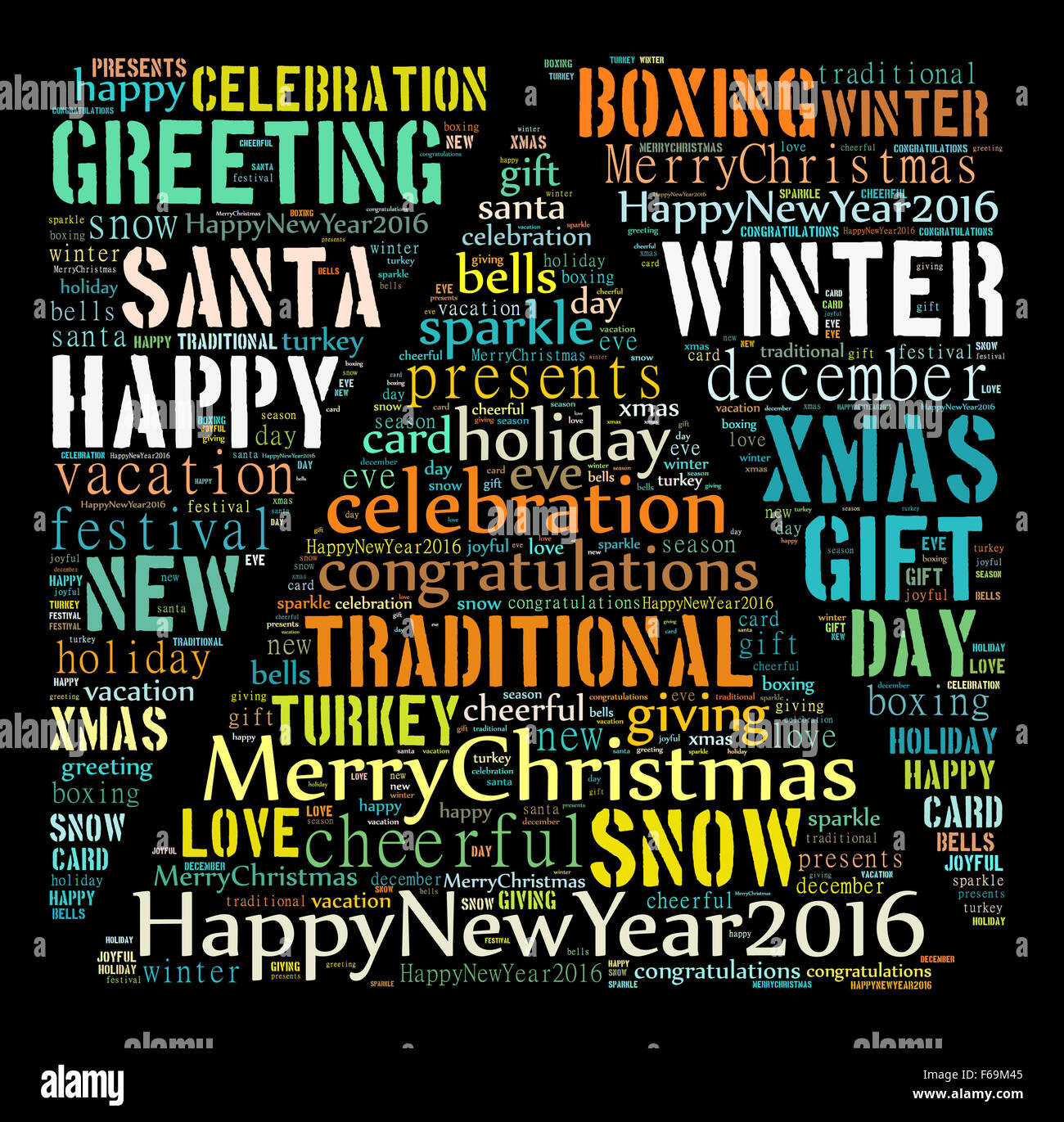 Happy new year illustration word cloud concept Stock Photo - Alamy