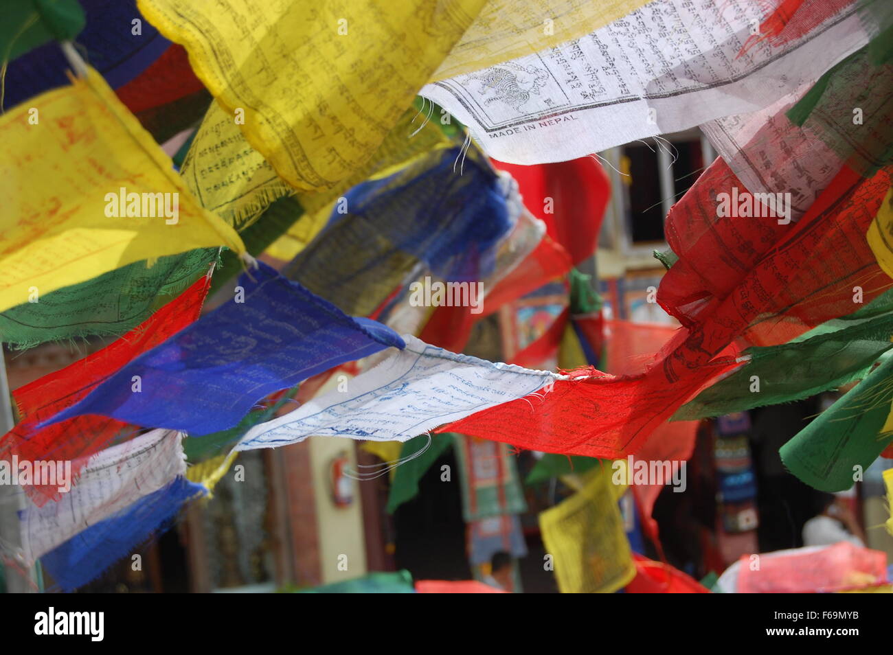 Prayer flags in Bauda, Nepal Stock Photo - Alamy