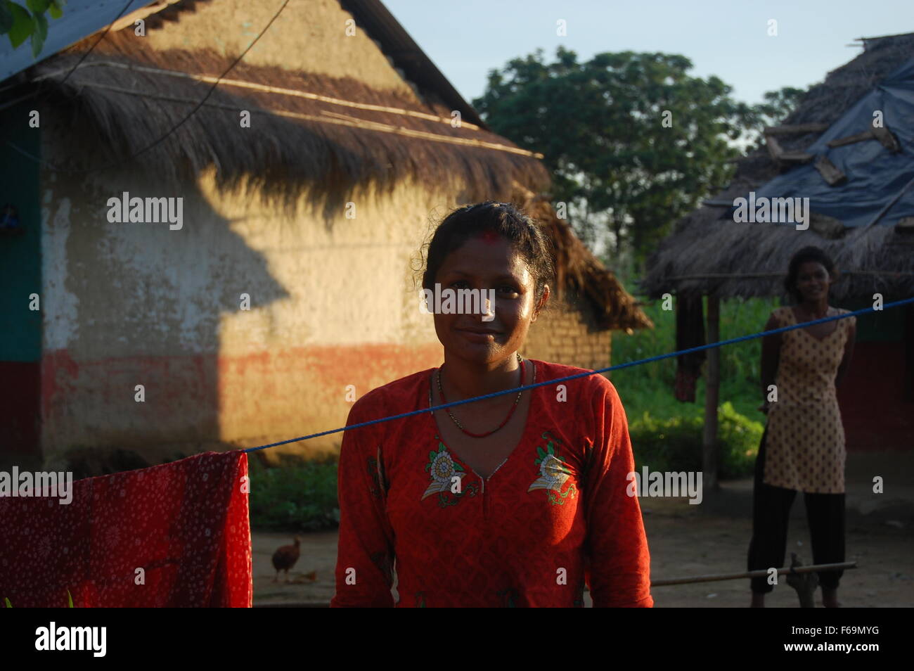 Nepali woman in the Chitwan rural area Stock Photo